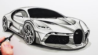 How to Draw a Sports Car The Bugatti Divo [upl. by Oiram381]