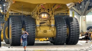 Moving a massive Caterpillar 794AC dump truck [upl. by Nyrat837]