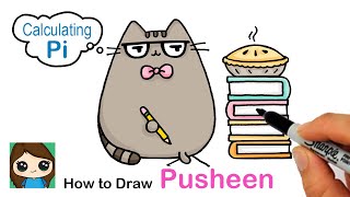 How to Draw Pusheen Calculating Pi 🥧 [upl. by Eiramannod880]