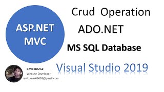 Crud Operation in ASPNET MVC ADONet MS SQL using Visual Studio 2019 [upl. by Madox]