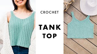 How to crochet a ribbed tank top for summer DIY tutorial [upl. by Eyde]