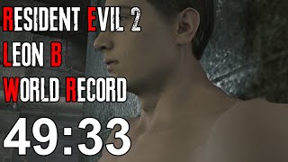 Resident Evil 2 Remake  Leon B Speedrun World Record  4933 [upl. by Isdnil]