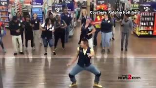 Walmart Employees ‘Roll It Back’ With EPIC Cupid Shuffle Dance [upl. by Shippee]