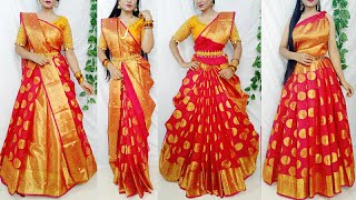 Banarasi Silk Saree Draping in 5 StylesSaree Wearing Styles to look elegantSilk saree draping idea [upl. by Towers]