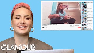 Demi Lovato Watches Fan Covers on YouTube and TikTok  Glamour [upl. by Edras749]