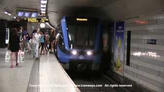 SL Tunnelbana tåg  Metro trains at TCentralen station part II Stockholm Sweden [upl. by Nesyt]