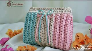 كروشيهبورتفيه بخيط القيطان 5 how to make crochet mini bag [upl. by Ymassej]