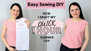 EASY way to draft a SIMPLE summer top NON traditional method pattern making [upl. by Barde929]