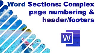 MS WORD Sections complex page numbering amp headersfooter scenarios [upl. by Enirod]