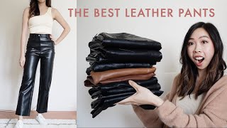 THE BEST AFFORDABLE FAUX LEATHER PANTS amp COMPARISONS TO THE ARITZIA MELINA PANT  hampm zara express [upl. by Nioe]