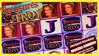 TREASURES OF TROY SLOT JACKPOT HIGH LIMIT MUCHO DINERO SLOTS RETRIGGER IN THE FREE GAMES [upl. by Ddart]