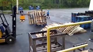 Drunk forklift driver  containers  FAIL [upl. by Salim]