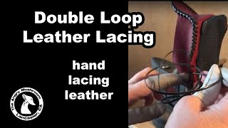 Leather Edge Stitching  Double loop lacing leather [upl. by Wilber]