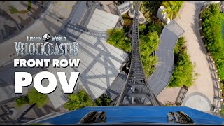 Front Row POV Jurassic World VelociCoaster  Islands of Adventure [upl. by Derdle686]