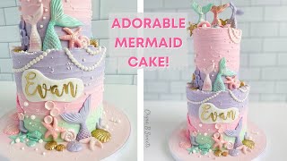 Mermaid Cake  Under the Sea Cake Tutorial  Textured Buttercream  Chyna B Sweets [upl. by Omlesna]