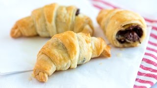 Quick Easy Chocolate Croissants Recipe [upl. by Anneres]