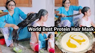 World Best Thickness Protein Hair Mask For Teenagers amp All। बाल होंगे घुटने जितने लंबे [upl. by Akimas]