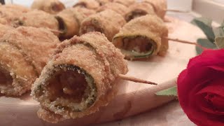 Involtini di zucchine ripieni  جربو الكوسة بطريقة جديدة ولذيذة  Stuffed zucchini rolls recipe [upl. by Frear501]