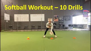 Softball Workout  10 Drills [upl. by Bein620]