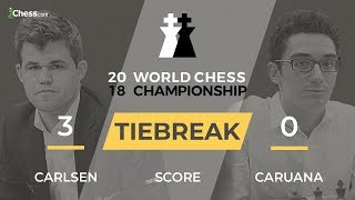 Carlsen vs Caruana Tiebreaks Broadcast World Chess Championship [upl. by Annoid449]