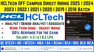 HCL Tech Biggest OFF Campus Direct Announced For 2025  2024  2023  20222018 Batch 100 Exam Mail [upl. by Goles]