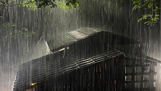 Fall into Sleep in Under 3 Minutes with Heavy Rain amp Thunder on a Metal Roof of Farmhouse at Night [upl. by Onileba]