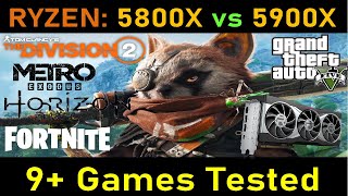 Ryzen 7 5800X vs Ryzen 9 5900X Gameplay Benchmarks AMD RX 6800XT Test in 7 Games [upl. by Panthia]