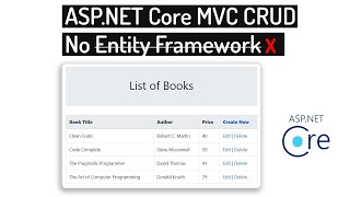 CRUD without Entity Framework in ASPNET Core MVC [upl. by Chaddy]