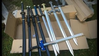 Unboxing TONS of foam swordskatanas from SparkFoam [upl. by Kinemod]