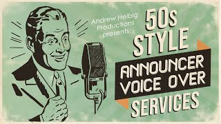 50s Announcer Voice Over Services by Andrew Helbig [upl. by Lapham]