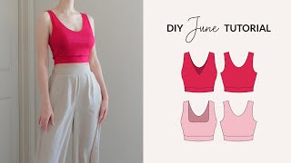 DIY CROP TOP  How to sew a crop top  Sewing Pattern [upl. by Julis]