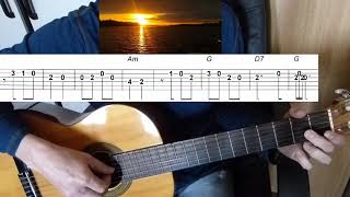 Guitar lesson  O sole mio  Easy Guitar melody tutorial  TAB [upl. by Hernando]