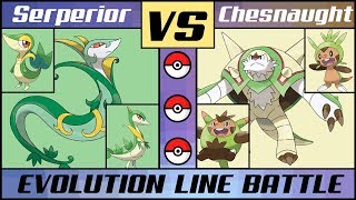 SERPERIOR vs CHESNAUGHT Evolution Line Battle Pokémon SunMoon [upl. by Gentille]