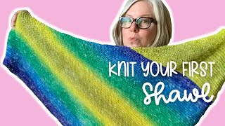 How to Knit a Triangle Shawl for Beginners  4 Easy Steps [upl. by Sirred369]