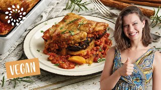 Die BESTE VEGANE MOUSSAKA  Griechischer Auberginenauflauf [upl. by Comyns]