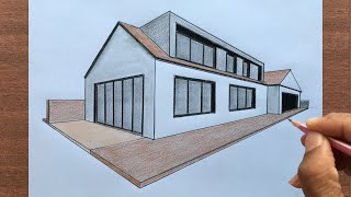 How to Draw a House in 2Point Perspective [upl. by Emse]