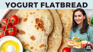 Yogurt Flatbread  4 INGREDIENT NAAN RECIPE [upl. by Ahsasal237]