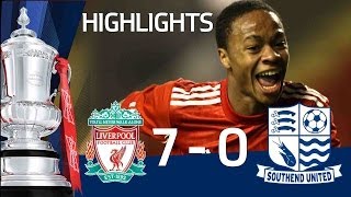 Raheem Sterling scores 5 goals  Liverpool 90 Southend official Youth Cup highlights [upl. by Fillander239]