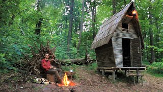 Building Bushcraft Cabin in the Woods from Start to Finish Life Off Grid [upl. by Ainahtan]