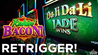 BONUS RETRIGGER on Rakin’ Bacon and some BIGTIME Jade Wins ONE club Slot Crew at Tulalip [upl. by Michelsen443]