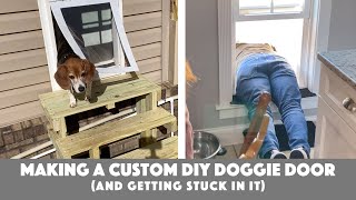 Making a Custom DIY Doggie Door and getting stuck in it [upl. by Nivle131]