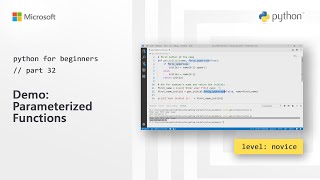 Demo Parameterized functions  Python for Beginners 32 of 44 [upl. by Aninad734]