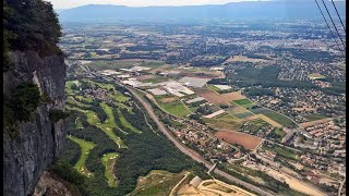 Views of Geneva Salève Mountain Cable Car 4K [upl. by Elleinnad]