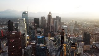 Los Angeles Crane Climb Oceanwide Plaza [upl. by Rick367]