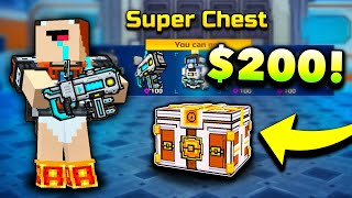 Noob Spends 200 on Pixel Gun 3DRAGE QUIT Super Chest Opening [upl. by Sivad797]