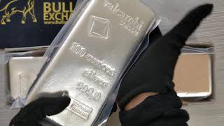 Big Silver unboxing 100 oz Valcambi Suisse Silver Bars at Bullion Exchanges [upl. by Illil]