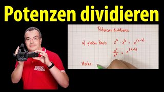 Potenzen dividieren  ganz einfach erklärt  Lehrerschmidt [upl. by Thorsten817]