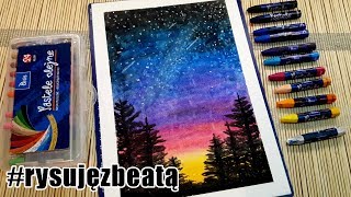 Rysujemy nocne niebo pastelami olejnymi 🌌🌠 Night sky oil pastels speed drawing rysujęzbeatą [upl. by Seravaj]