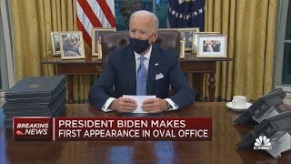 President Joe Biden signs his first executive orders [upl. by Yovonnda]