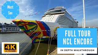 The Most In Depth Norwegian Encore Tour  all restaurants cabins and more on new NCL cruise ship [upl. by Kola763]